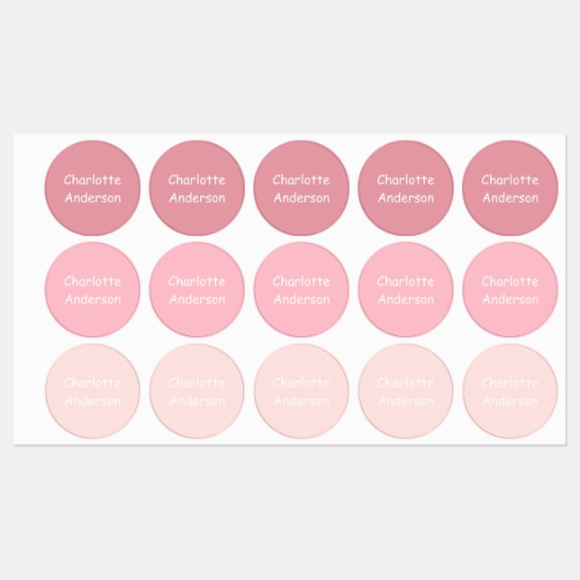 Custom Shades of Pink Kid's Names Labels (Sheet)