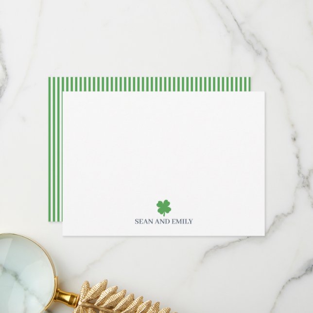 Custom Shamrock Painting Irish Stationary Thank You Card (Front/Back In Situ)