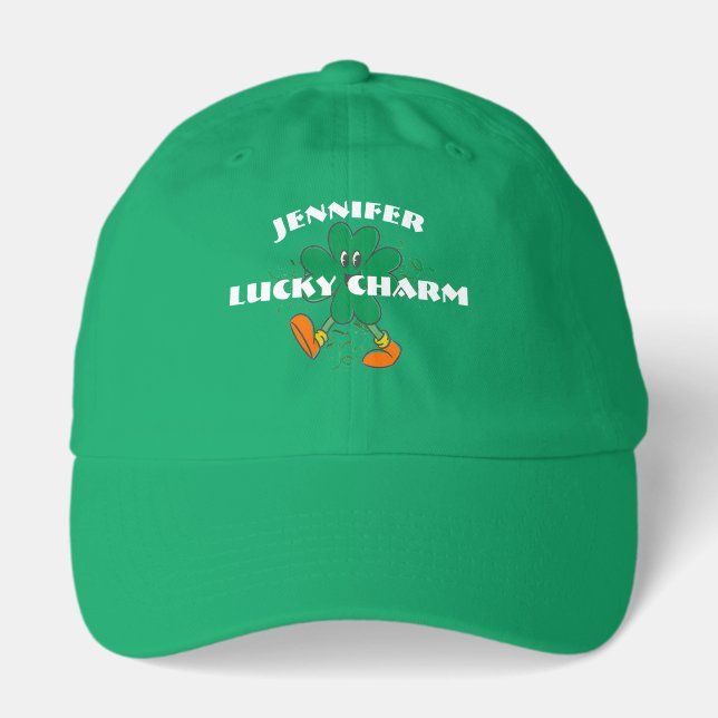 Custom Shamrock, Personalized firstName St Patrick Hat (Front)