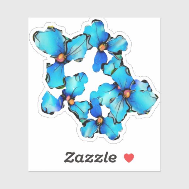 Custom shape blue flower artsy  sticker (Sheet)