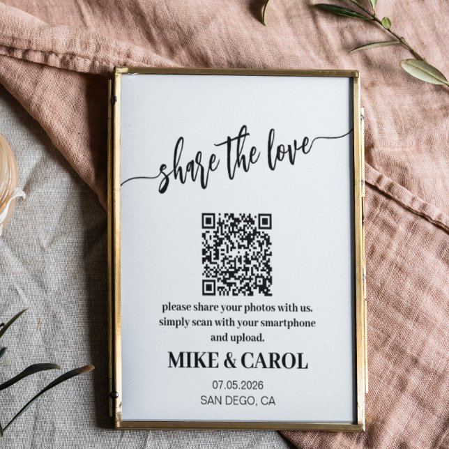 custom share the love sharing photo qr code sign (Creator Uploaded)
