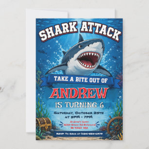 Custom Shark Attack Birthday Invitation