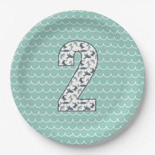 Custom Shark Birthday Plate 2nd Birthday Ocean