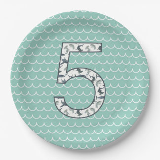 Custom Shark Birthday Plate | 5th Birthday | Ocean