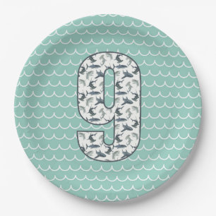 Custom Shark Birthday Plate   9th Birthday   Ocean