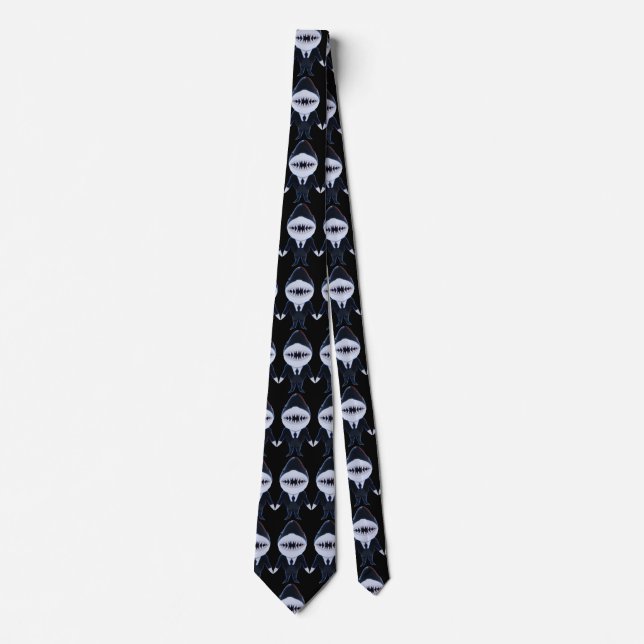 Custom shark tuxedo classy black sunglasses funny  neck tie (Front)