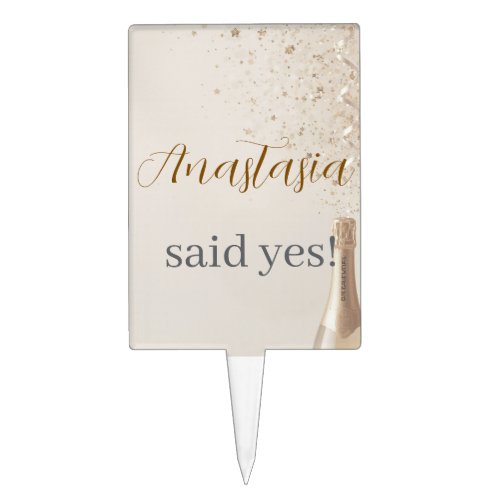 Custom She Said Yes Bridal Shower Cake Topper