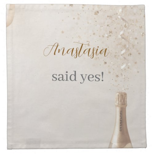 Custom She Said Yes Bridal Shower Cloth Napkin