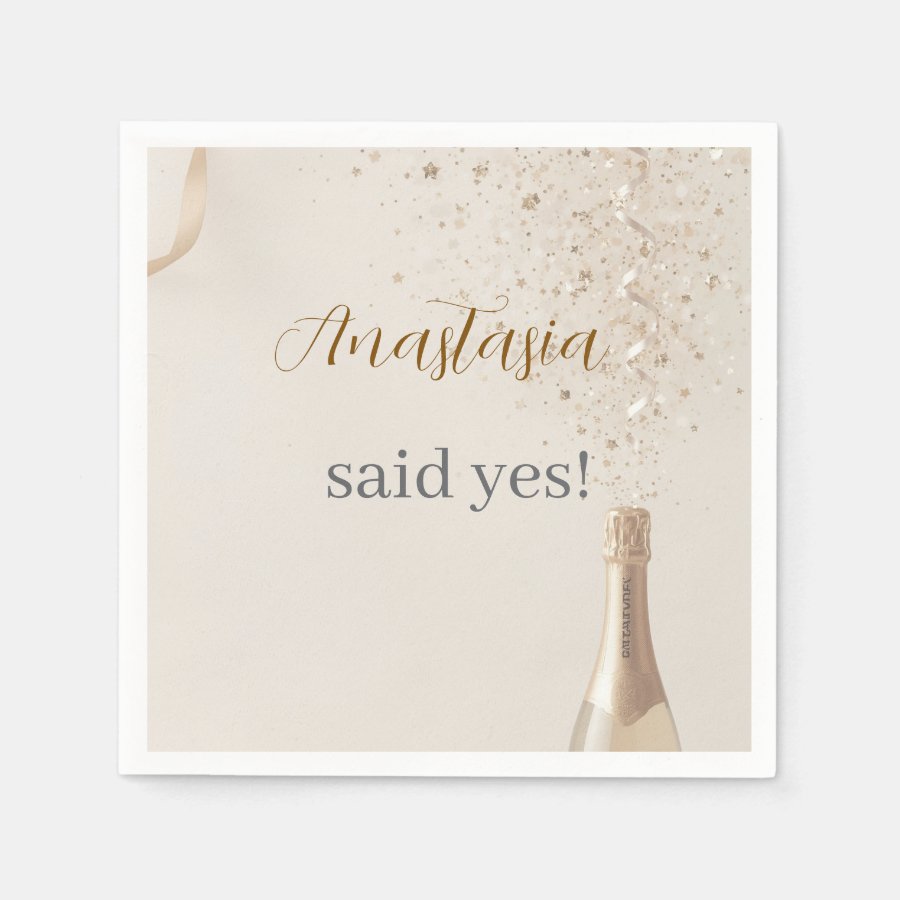 Custom She Said Yes Bridal Shower Napkin