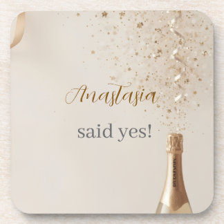 Custom She Said Yes Bridal Shower Paper Coaster