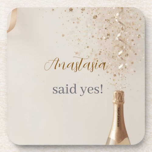 Custom She Said Yes Bridal Shower Paper Coaster