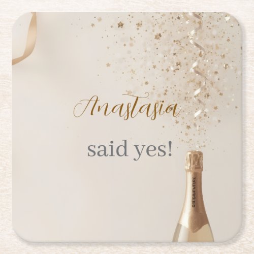 Custom She Said Yes Bridal Shower Paper Coaster