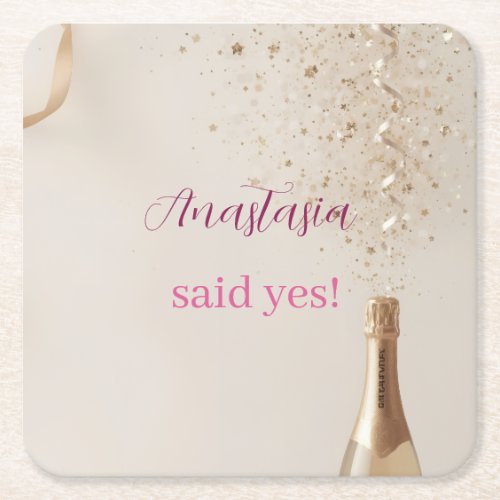 Custom She Said Yes Bridal Shower Paper Coaster