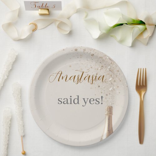 Custom She Said Yes Bridal Shower Paper Plate