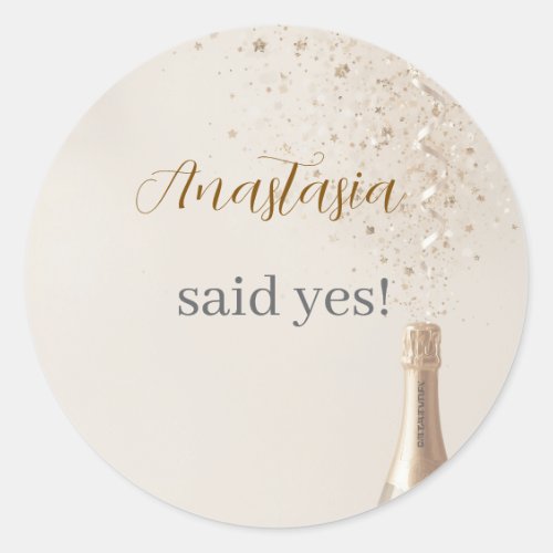 Custom She Said Yes Bridal Shower Round Sticker