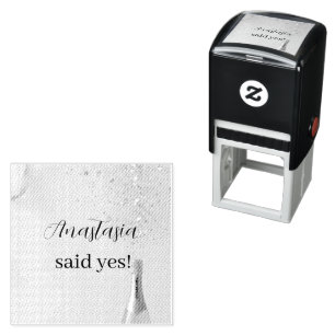 Custom She Said Yes Bridal Shower Rubber Ink Stamp