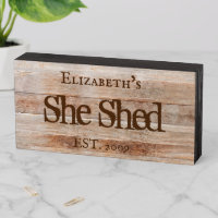 Custom She Shed Rustic Personalized Gift Wooden Box Sign