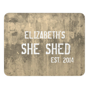 Custom She Shed Vintage Antique Blue Metal Look Door Sign