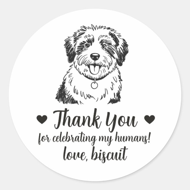 Custom Sheepdog Dog Wedding Favor Stickers (Front)
