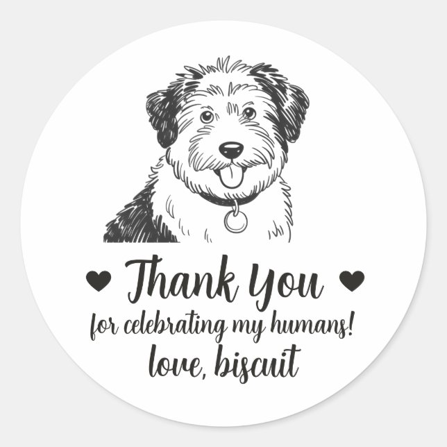 Custom Sheepdog Dog Wedding Favor Stickers (Front)