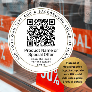 Custom Shelf Talker Product QR Code Sales Details Classic Round Sticker