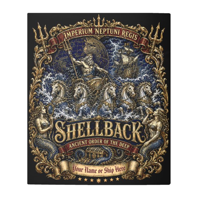Custom Shellback Ship Name Chariot Crest Design Metal Print (Front)