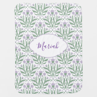 Custom sherpa baby blanket with personalized name.