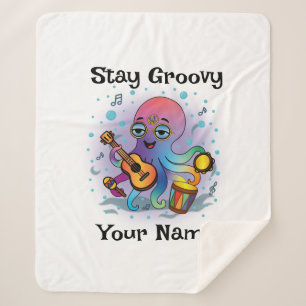 Custom Sherpa Blanket Retro Octopus Name & Text