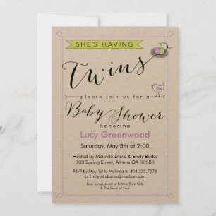 Custom She's Having Twins Baby Shower Invitation