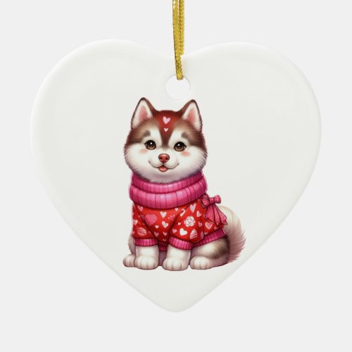 Custom Shiba Inu Dog Valentine Ceramic Ornament