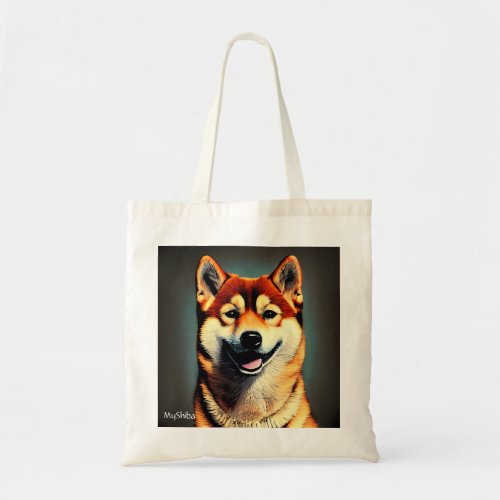 Custom Shiba Portrait Photo and Name Tote Bag