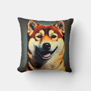 Custom Shiba Portrait Photo Throw Pillow