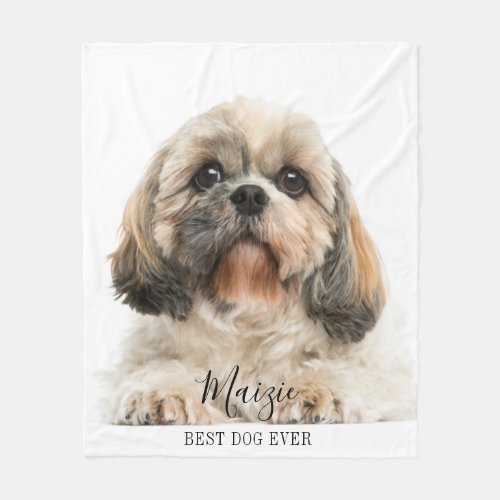 Custom Shih Tzu Dog Personalized Pet Photo Fleece Blanket