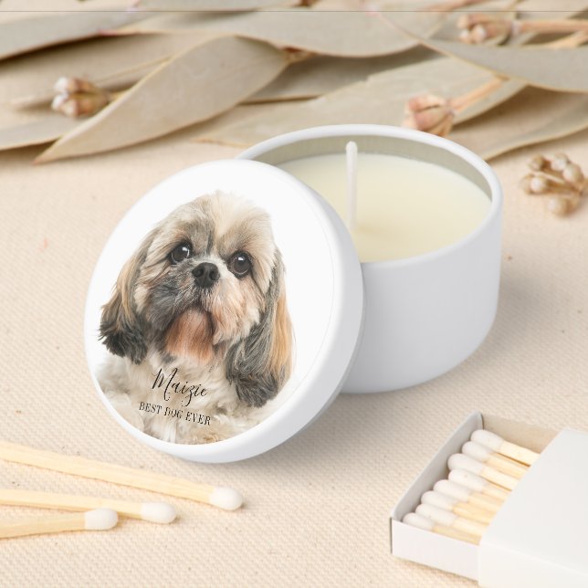 Custom Shih Tzu Dog Personalized Pet Photo Mini Candle Favors (Insitu)