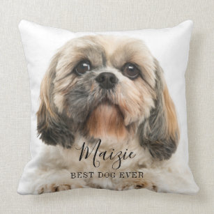 Custom Shih Tzu Dog Personalized Pet Photo Throw Pillow