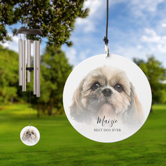 Custom Shih Tzu Dog Personalized Pet Photo Wind Chime (Outdoor)