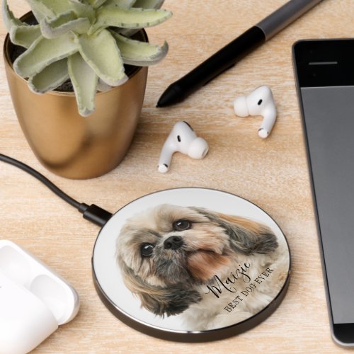 Custom Shih Tzu Dog Personalized Pet Photo Wireless Charger