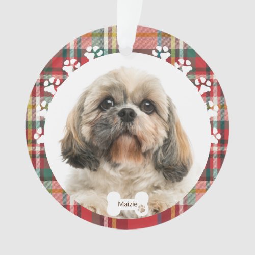 Custom Shih Tzu Dog Pet Photo Christmas Holiday Ornament