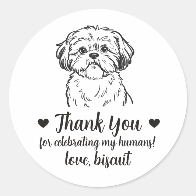 Custom Shih Tzu Dog Wedding Favor Stickers (Front)