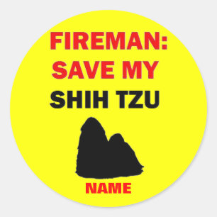 Custom Shih Tzu Fire Safety Classic Round Sticker