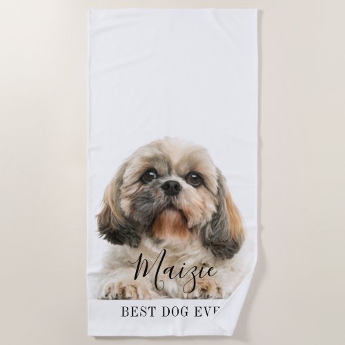 Custom Shih Tzu Personalized Pet Dog Photo Beach Towel