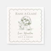 Custom Shih Tzu Wedding Sketch Minimalist cocktail