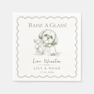 Custom Shih Tzu Wedding Sketch Minimalist cocktail Napkins