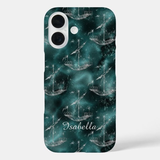 Custom Ships On Ocean Sparkle Blue Nautical