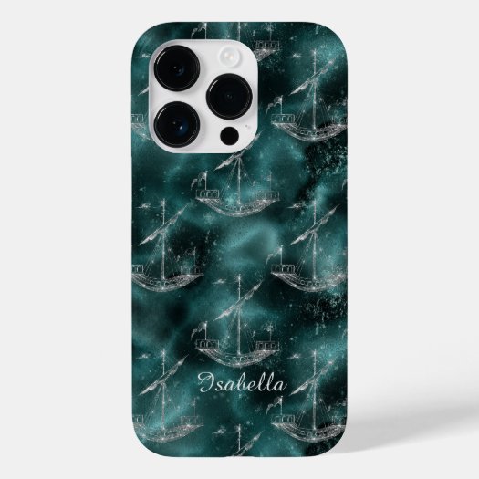 Custom Ships On Ocean Sparkle Blue Nautical 