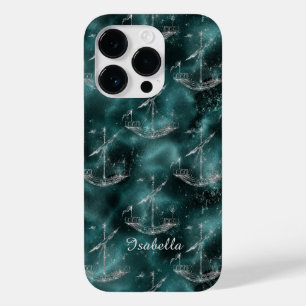 Custom Ships On Ocean Sparkle Blue Nautical Case-Mate iPhone 14 Pro Case