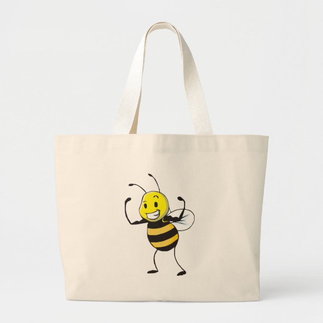 Custom Shirts : Strong Muscular Bee Shirts Large Tote Bag (Front)