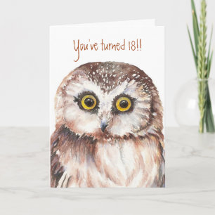 Custom Shocked Funny-Little Owl, 18th Birthday Card