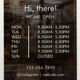 Custom Shop Opening Hour Open Closed Business Door Window Cling