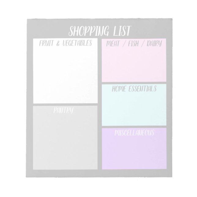 Custom Shopping List Notepad (Front)
